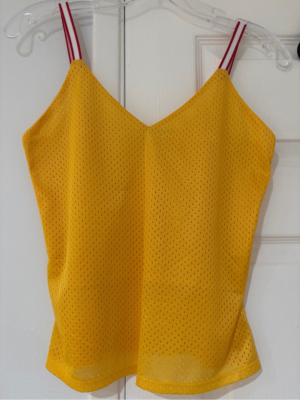 Profile Yellow Mesh Tank Top with Red & White Jersey Straps